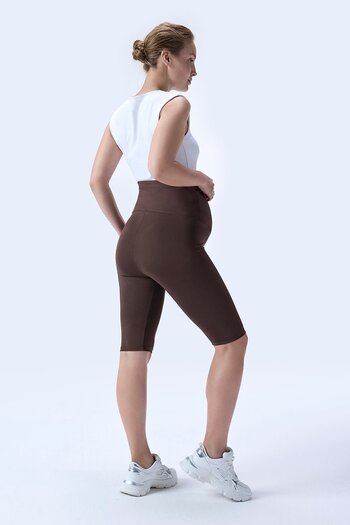 İmaj 349 High Waist Maternity Leggings with Brown Color Recovery and Extra Stretchy Effect