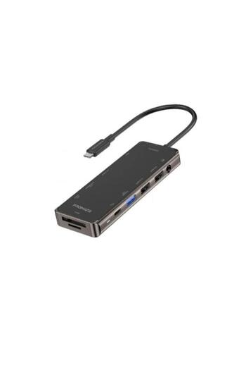 Promate - موزع USB-C متعدد المنافذ فائق السرعة مع توصيل طاقة بقوة 100 وات