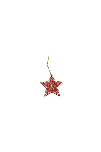 Teo Christmas ornament star, red, wood, 7.5 cm