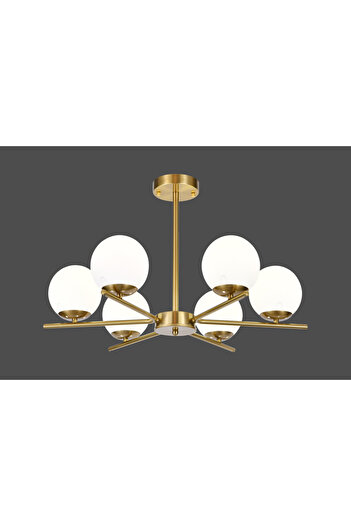 RFAN Chandelier, Model F0015/6, With Lampshades, 6 X E27, Gold