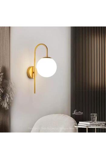 RFAN Wall Lamp, Model W130, Metal and Glass Shade, 1 X E27, Gold