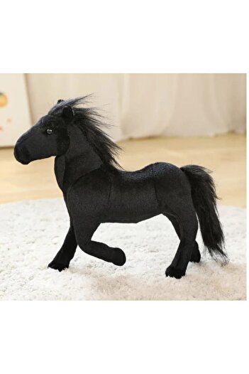 MASHASHOP Realistic Plush Horse, Black, 37 cm