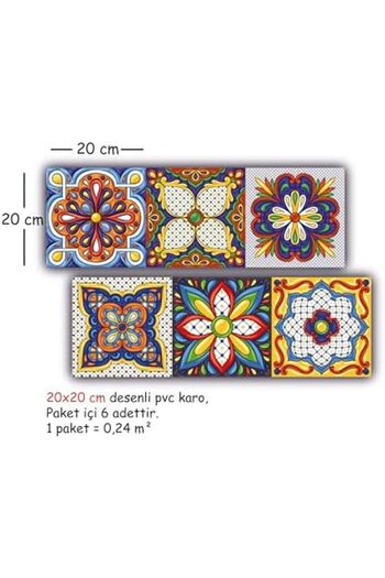 Mena Rise Fikirshop Self-Adhesive Carnival Patterned Pvc Tiles, Adhesive Tile Covering, Tile C