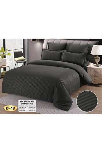 FIONNA.RO Damask Bed Linen 6 Pieces - Black
