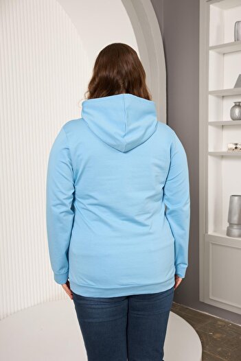 RMG Kapşonlu Büyük Beden Sweatshirt Bebe Mavi