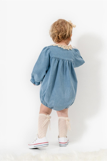 Le Mabelle Baby Girl Romper with Blue Socks and Accessories - Randi