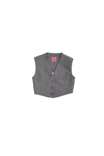 Quzu Women's Anthracite Women's Striped Vest 23Y14140 Vest 23Y14140-Anthracite