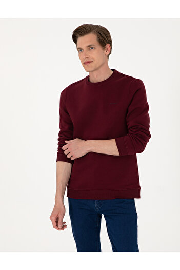 Pierre Cardin Bordo 3 İplik Regular Fit İçi Polarlı Bisiklet Yaka Basic Sweatshirt 50315021-VR014