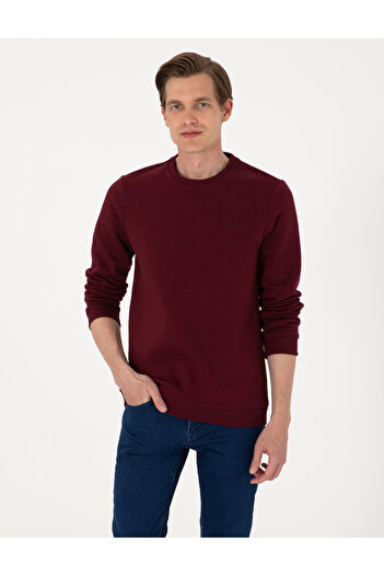 Pierre Cardin Bordo 3 İplik Regular Fit İçi Polarlı Bisiklet Yaka Basic Sweatshirt 50315021-VR014