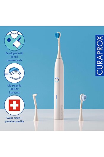 Curaprox Hydrosonic Pro Sonic Toothbrush for Sensitive Teeth, Implants and Braces