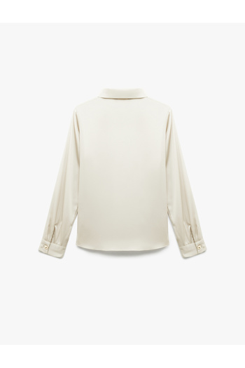 Koton Classic Lapel Button Long Sleeve Satin Shirt