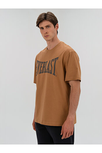 EVERLAST Ανδρικό μπλουζάκι Ever Classics Comfort Logo σε σκούρο μπεζ