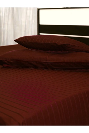 Saf By Arams Hotel Linen King Bed Sheet 3pcs Set, 100% Cotton 250Tc Sateen 2cm Stripe.
