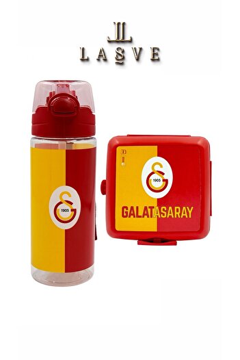 Galatasaray New Season Set of 2 Licensed 500 ml Water Bottles and 2-Layer 4-Section Lunch Box