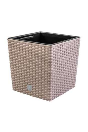 Prosperplast Flower Pot, Prosperplast, Rato Low, Square, 32 L, Rattan Imitation, Brown, 32x32x32.5 cm