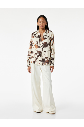 Koton Viscose Fabric Long Sleeve Patterned Satin Shirt
