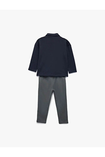 Koton Cotton Navy Blue Baby Boy Top and Bottom Set 6Wmb10119Tk