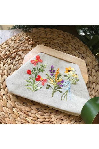 Home 25X14 Size Wooden Scholarship Linen Fabric Hand Embroidery Embroidered Bag 100% Handmade