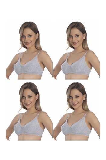 Ebru 4-Pack Luxury Combed Cotton Interlaced Gathered Sponge Bra Without Underwire (Wireless) 41301