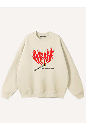 Mad&Calf Φούτερ Unisex Perfect Match με στάμπα με λαιμόκοψη Oversize