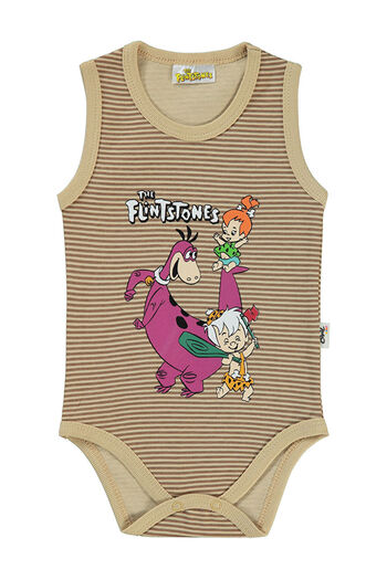 LC Waikiki The Flintstones Baby Boy Snap Badi 1-18 Months Milk Coffee