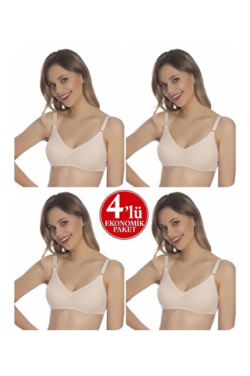 Ebru 4-Pack Luxury Combed Cotton Interlaced Gathered Sponge Bra Without Underwire (Wireless) 41301