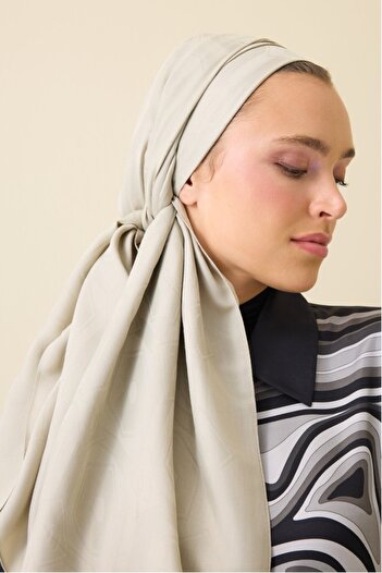 Imannoor Hexagon Baklava Gray Ramy Jacquard Shawl 70X190