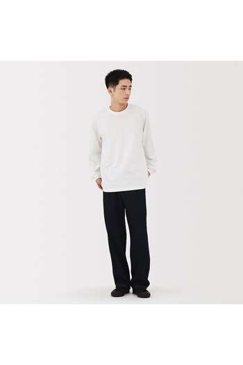 Muji Washed Heavy Weight Crew Neck Long Sleeve T-Shirt