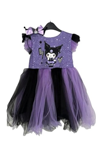 Menta store Kuromi Girl's Birthday Special Day Party Dress with Crown