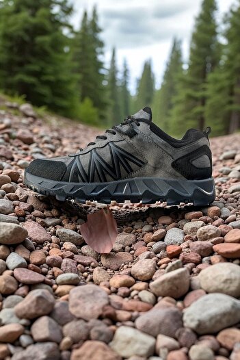 ALTUNTAŞ Men's Winter Seasonal Synthetic Leather Comfortable Trekking Anti-Slip Sole Shoes Smoked