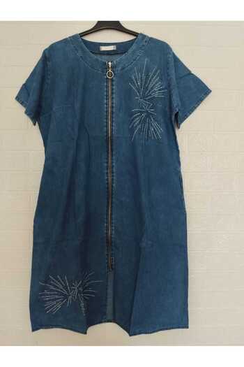anne moda ankara Cotton Plus Size Denim Dress