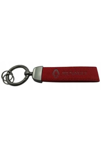 OEM Renault Keychain, Aluminum/Leather Red