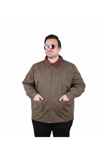 MocGrande Large Size Gabardine Coat Estilismo 25900 Khaki