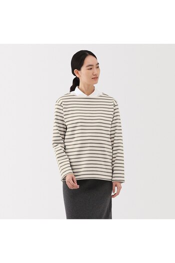 Muji Heavy Weight Boat Neck Long Sleeve T-Shirt