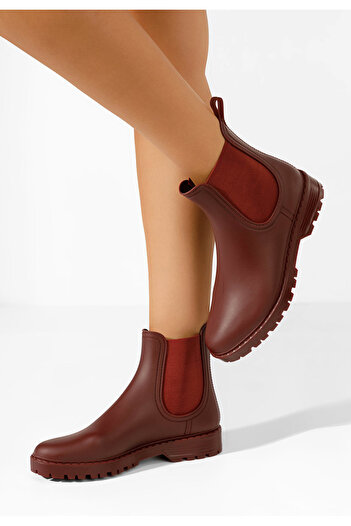 B T Shoes Červené dámské kotníkové holínky Godiva
