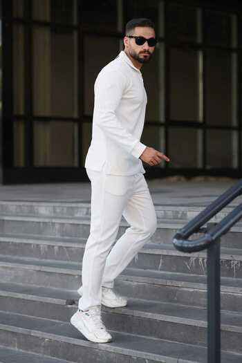 MFZ Giyim Honeycomb Bottom Top Pants and Lapel Collar Erkrk Sweat Set
