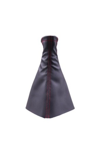 House Of Çınar Gear Gaiter Compatible with All Vehicles Black Leather Red Stitching