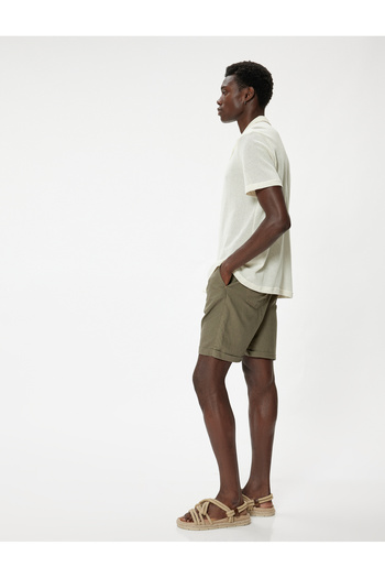 Koton Bermuda Shorts Chino with Pockets and Leg Detail Linen Blend