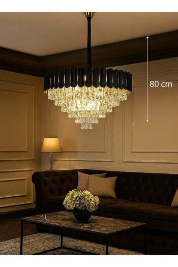 HAMER Modern chandelier, black cover with gold, E14*15L, size 80 cm