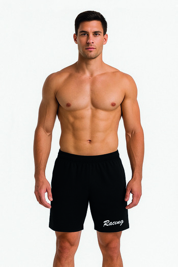 Advantage Racıng Licensed Printed Black Shorts with Side Pockets