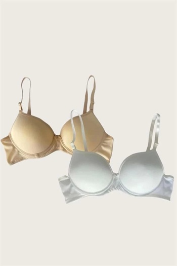Secretsita Skin-White 2-Piece Micro Fabric Hollow Underwire Daily Non-Supported Bra