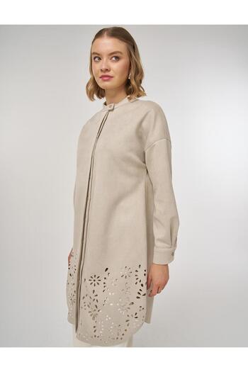 Kayra Laser Cut Suede Tunic Stone