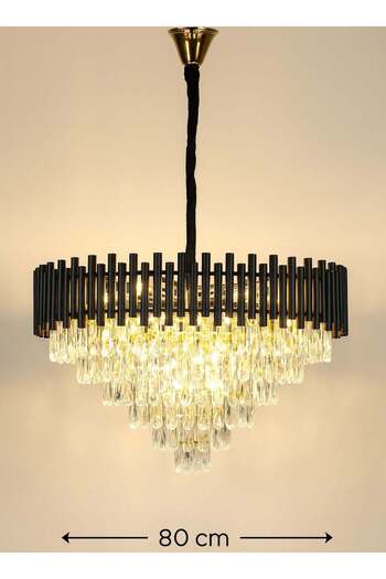 HAMER Modern chandelier, black cover with gold, E14*15L, size 80 cm