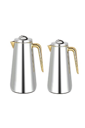 Dallaty Eve set of 2 steel vacuum flask chrome & gold
