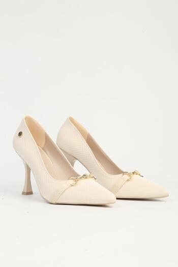 Pierre Cardin Cream Heeled Shoes Pc-55018