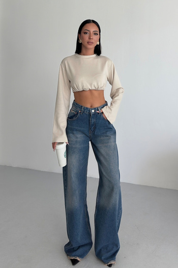 DPARİS Palazzo Jeans with Belt Buckle on the Back