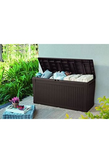 Keter Storage box, made of PVC, with wheels, with lid, 270 l, 117 x 45 x 57.5 cm, brown