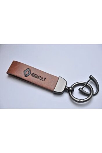 OEM Renault Keychain with Brown Leather