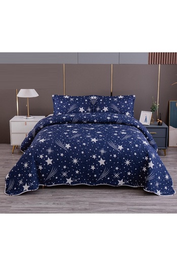 CHIRASO Set Cuvertură Matlasată Microfibră, cu 2 Fețe, 3 piese, Cuvertură 220x240cm, 2 Fețe Pernă
