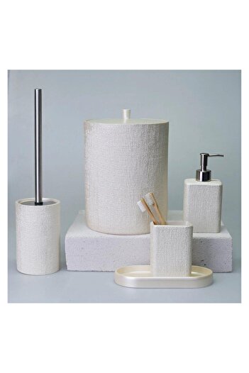 Magic Home Selim Dekor Linen Bathroom Set İnci